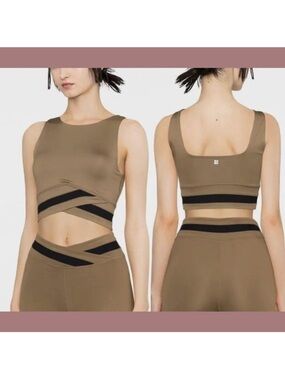 Sweaty Betty All Day Wrap Waist Crop Tank Terra Brown